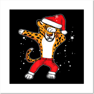 Dabbing Panther Cheetah Christmas     Dab Cat Xmas Posters and Art